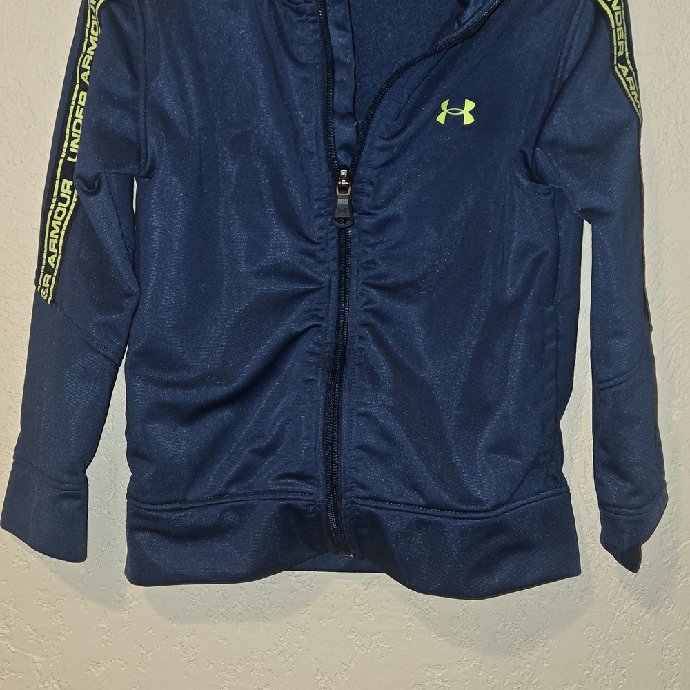 Under Armour Kids Navy Blue Hoodie with Neon Accents